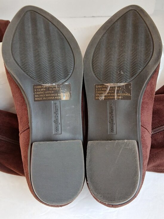 Brown Suede Wide Calf Flat Over the Knee Boot Side Zip TieTop NWOB Sz8.5 WW - Picture 11 of 15